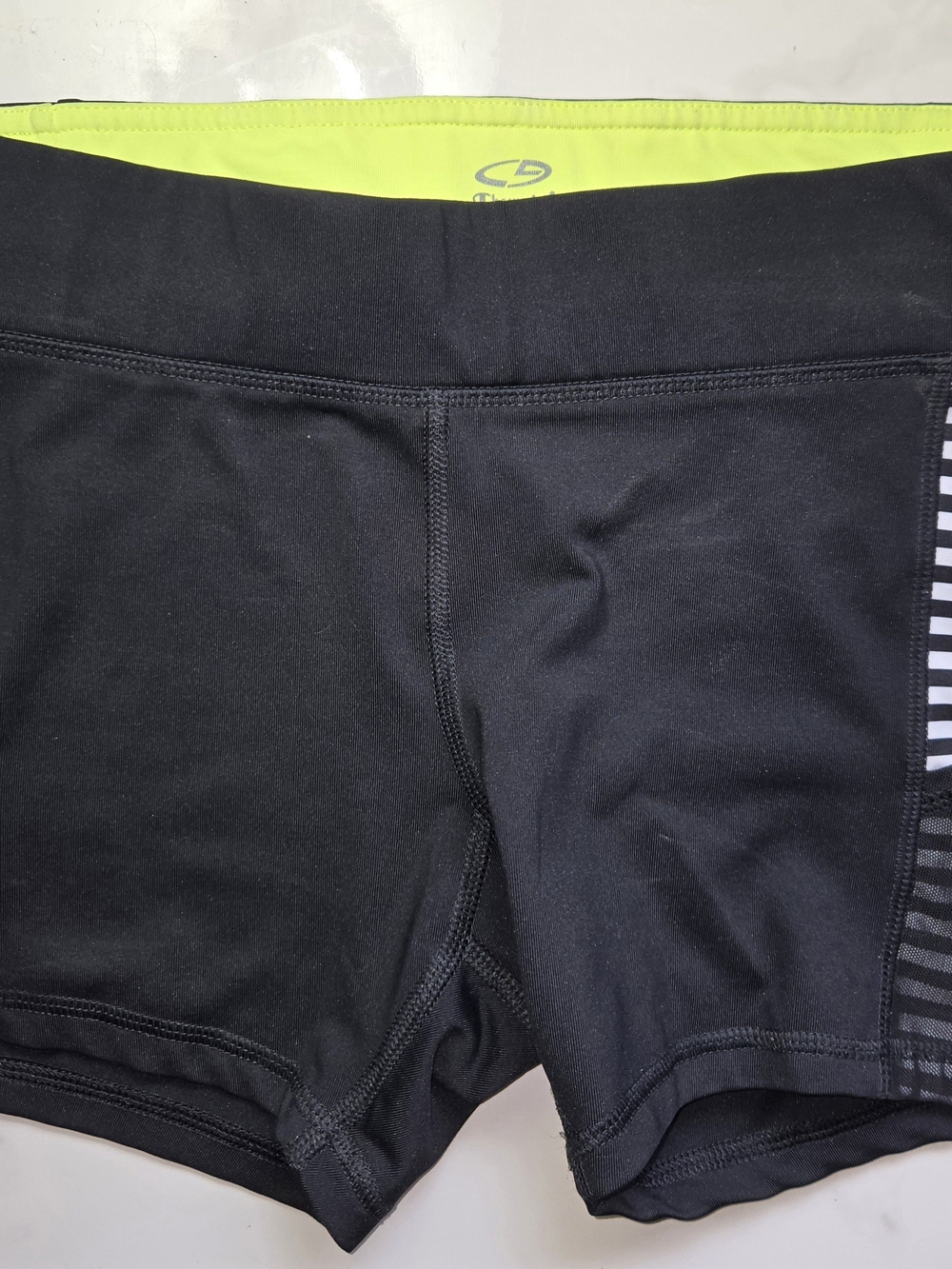 C9 by Champion Black Bike Shorts with Black And White Stripes